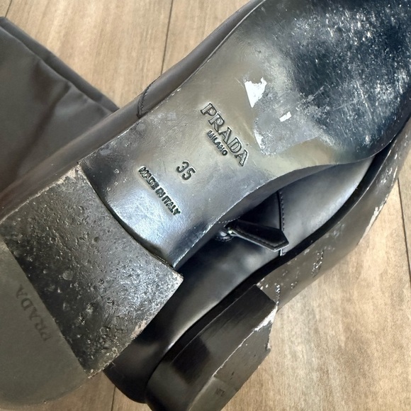 Prada women’s genuine leather riding boots black size 35 made in Italy - Picture 5 of 6